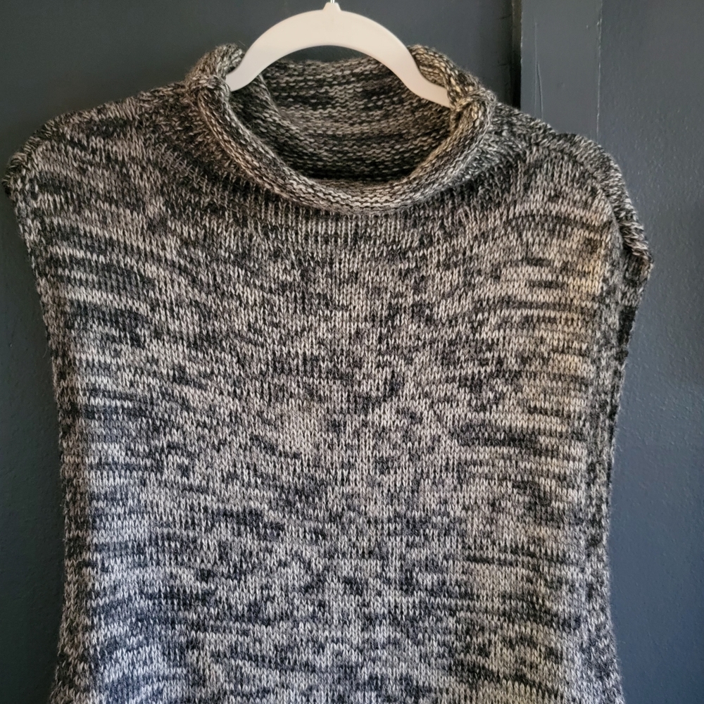 Poles Alpaca Silk Long Cable Knit Mock High Neck Tunic Sweater Vest Large - Picture 4 of 13